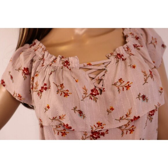 American Eagle‎ Outfitters Floral Off-Shoulder Crop Top Size Medium - Picture 3 of 10